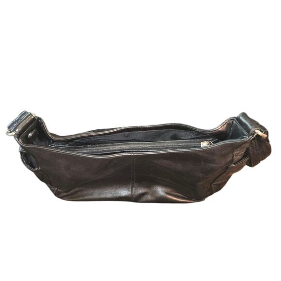 Fossil Vintage 75082 Black Leather Multi-Pocket Utility Shoulder Bag 11"X9"X3.5" - Picture 5 of 12